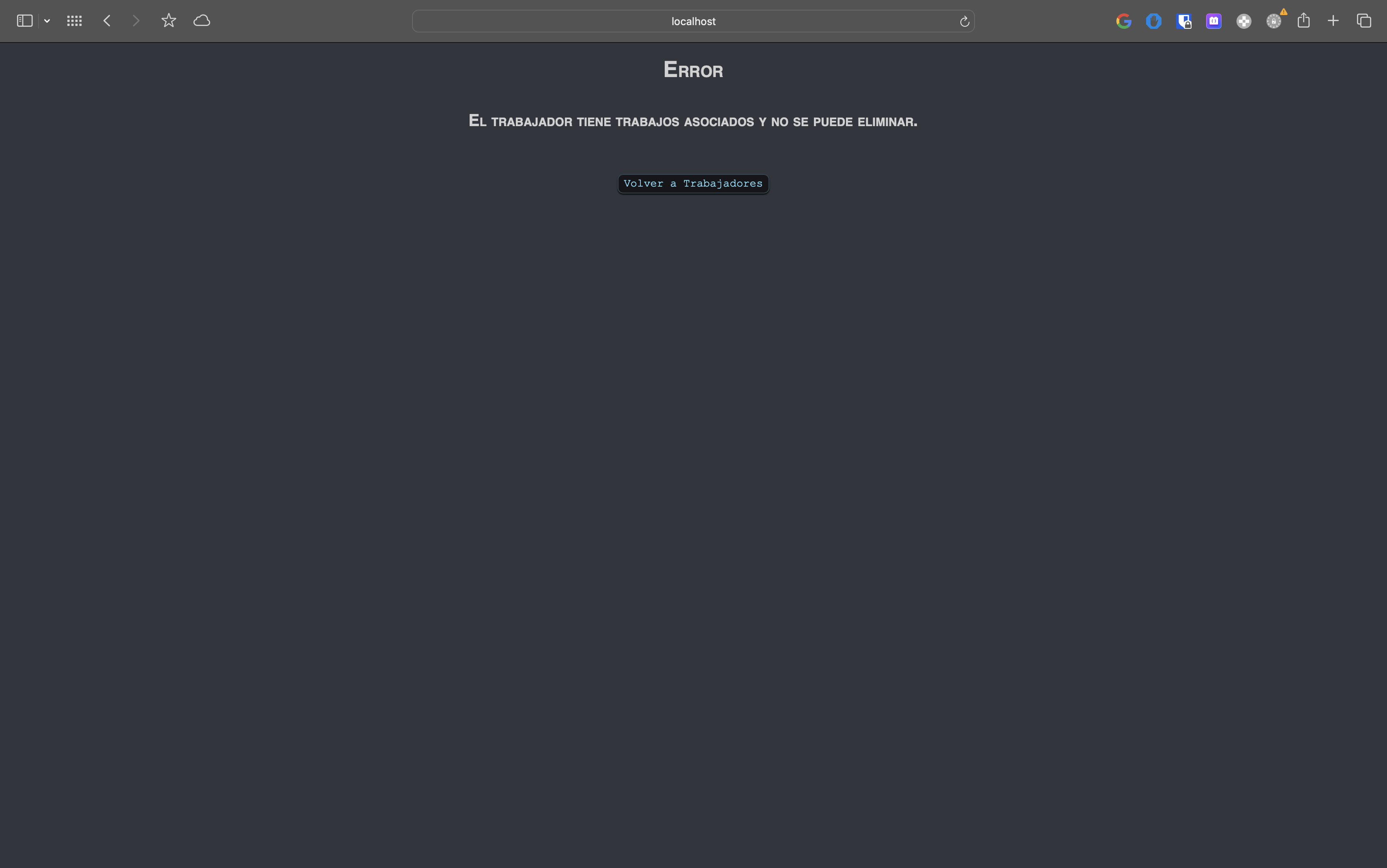 Delete error screenshot