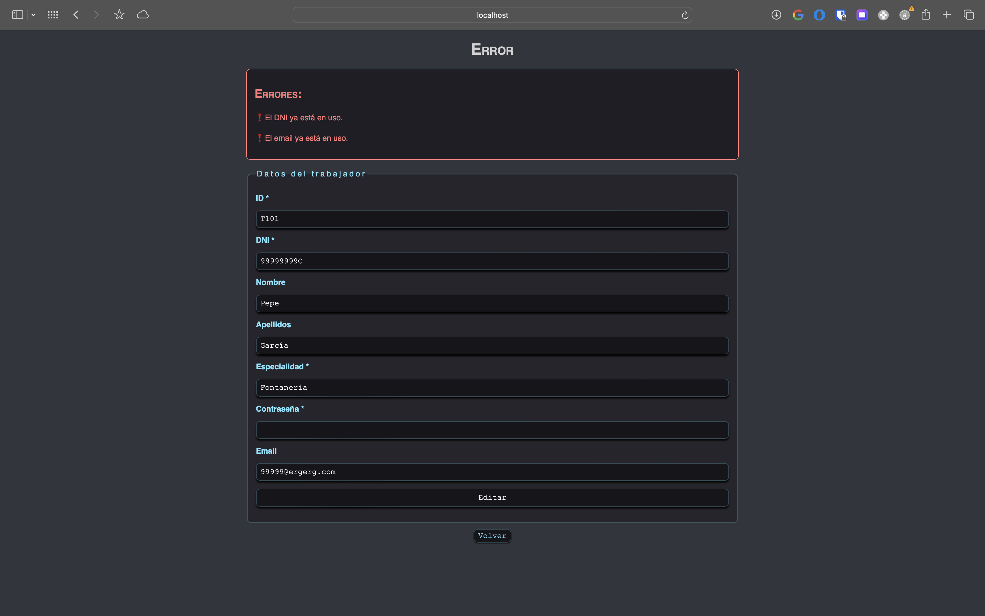 Edit error screenshot